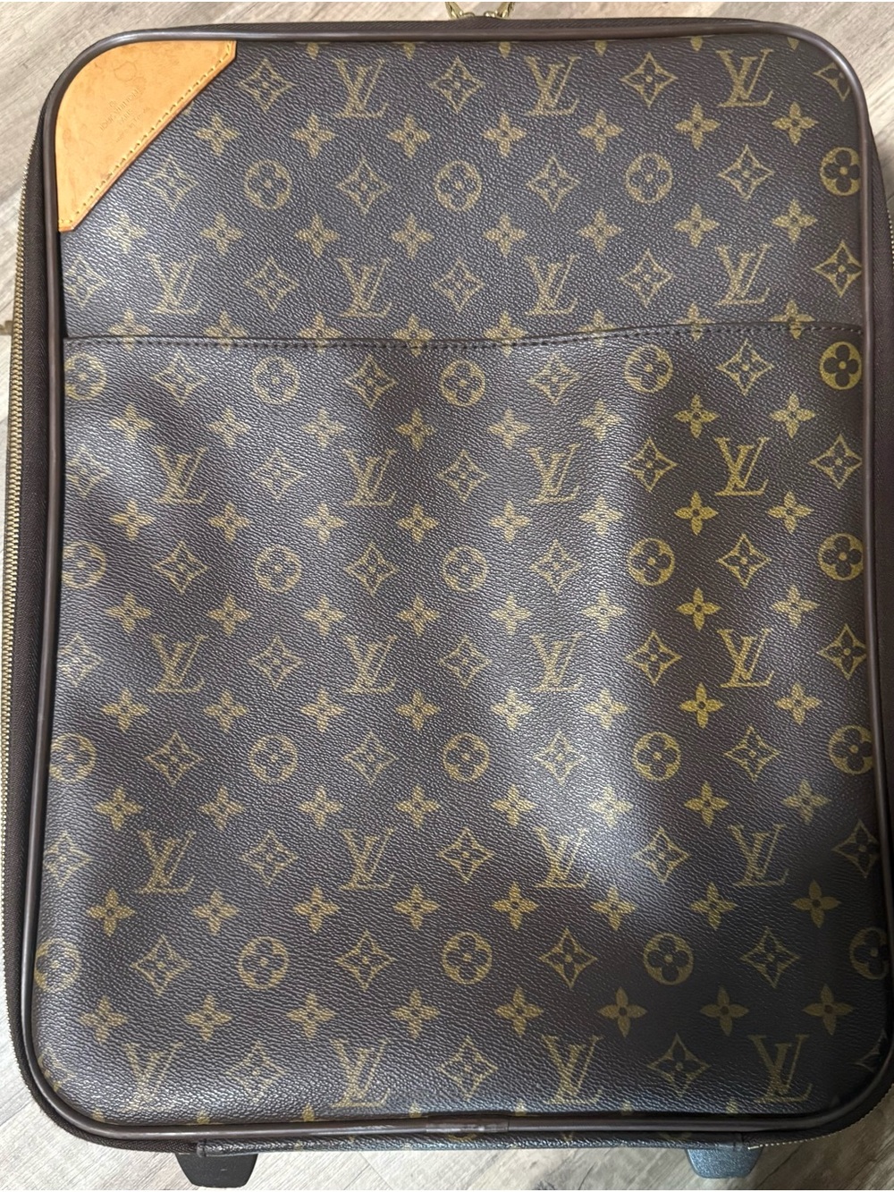 Louis Vuitton Brown Monogram Rolling Travel Bag with Natural Trim